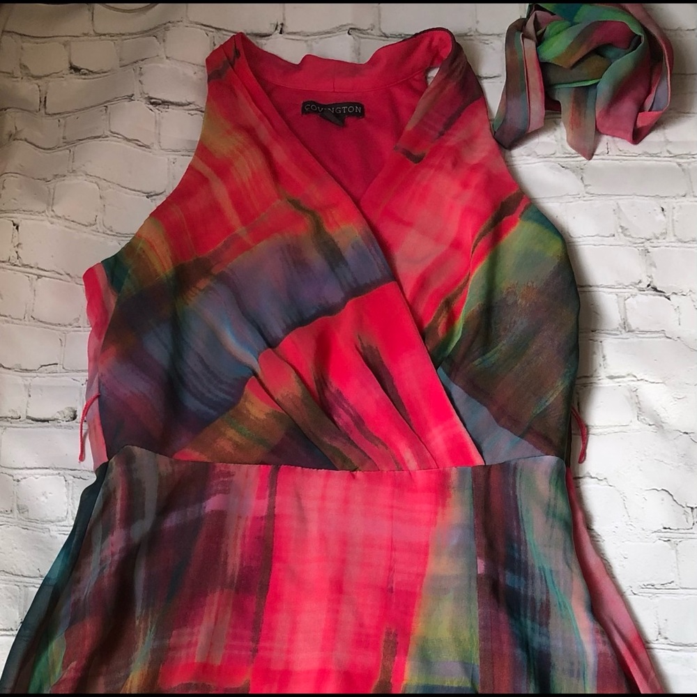 Gorgeous water colored pink hi-low halter dress